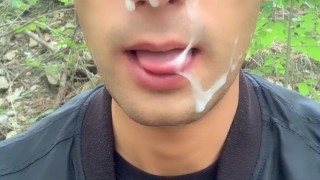 After grindr date I ended like whore outdoor - cum mess on face