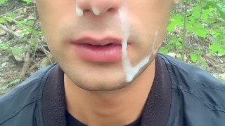 After grindr date I ended like whore outdoor - cum mess on face