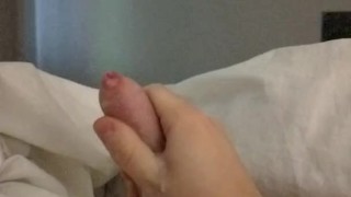 Small hot cock cums in slow motion