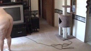 BBW vacuuming in the Nude Lots of big ass bending over shots - Not HD