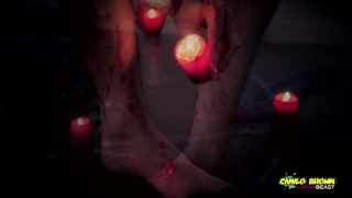 Horror Porn Candle Wax Ritual Summon A Sex Demon And Loud Cumshot Halloween