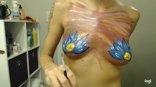 My First Time Body Paiting with Gentle Touch and Romantic Music