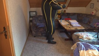 Cyborg Heavy Rubber Bodysuit Inflation