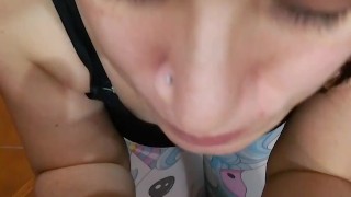 Cellphone quickie! (Blowjob, cumplay and swallow)
