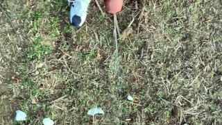 Piss with erection at a cruising area