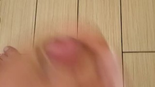 Stroking my hard cock and cuming for my hot wife