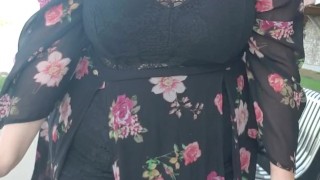 Public Titty Bounce in a Dress ;)