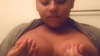 Watch me play and suck on my tits daddy