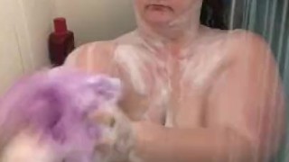 Showering while husband is with friends