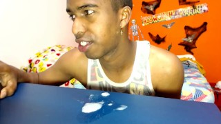filling and licking milk from the table