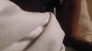 Bubble butt black teen plays with white dildo