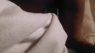 Bubble butt black teen plays with white dildo