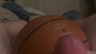 Jacking off with basketball and Nike elite socks 