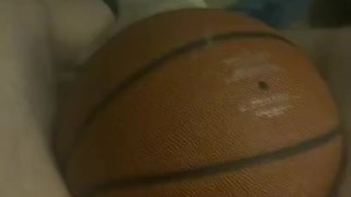 Jacking off with basketball and Nike elite socks 