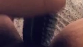 Horny slut spreads her legs to fuck her hairbrush