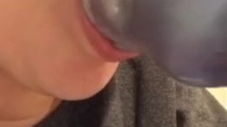 Fucking and Sucking Knotted Dildo