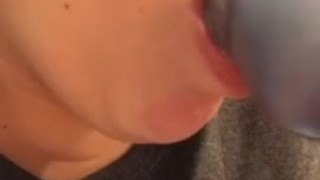 Fucking and Sucking Knotted Dildo