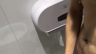 Quick JO & Cum in a public toilet