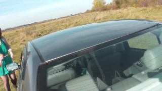 Sexy car wash . Woman Milf Under Dress Without Panties Outside Washes Car