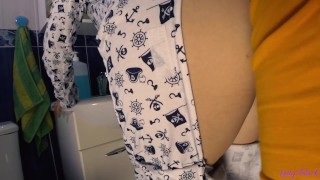 Quickie With Petite In Pajamas In The Bathroom - Letty Black