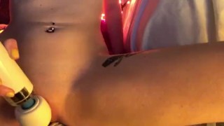 Hitachi wand squirt - stuffing all my tight little holes 