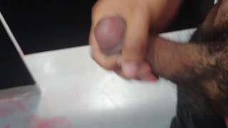 Quick jack off at the gym