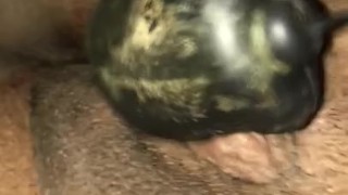 Bbw uses make-shift vibrator to squirt and cum