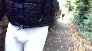 Damn, that DICK PRINT while walking to the GYM on Holiday in the UK