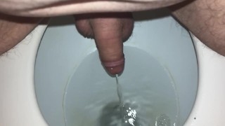 Long morning Pee on toilet 