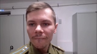 Russian soldier spits