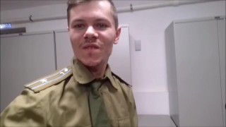 Russian soldier spits