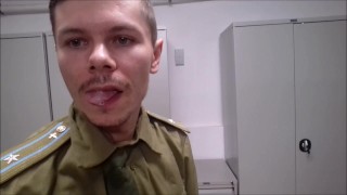 Russian soldier spits
