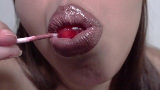 ASMR: Lolipop Sucking and Messy Mouth Lipstick