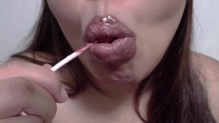 ASMR: Lolipop Sucking and Messy Mouth Lipstick