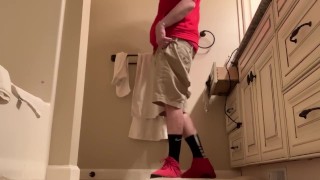 Nike black and white elite socks with red air Jordan’s 