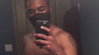 Fit Black guy playing with 9inch cock