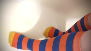 Pissing on Dildo in my cute Socks
