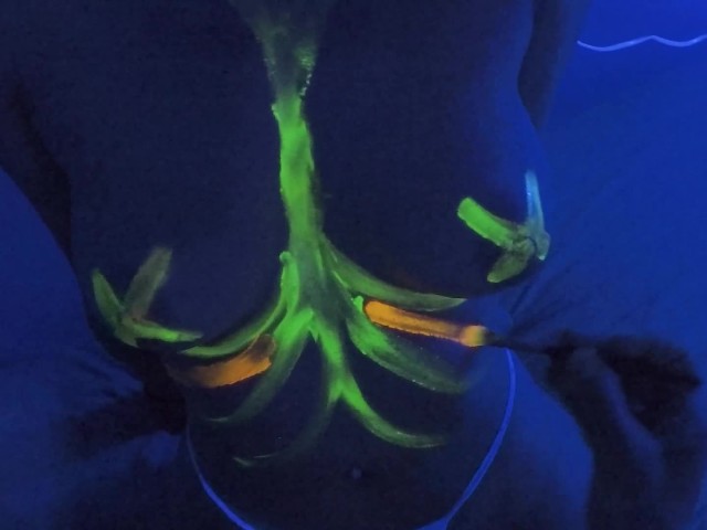 Hot Babe Gets an Amazing Uv Color Paint on Nude Body | Happy Halloween | 