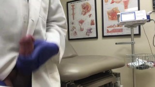 Doctor Relieving Stress In Hospital Exam Room