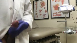 Doctor Relieving Stress In Hospital Exam Room