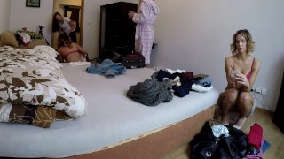 4 girls at changing room Upskirt Treats from the backstage voyeur cam