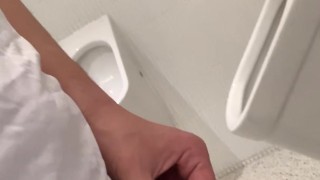 Caged Chinese college slave pissing in public restroom