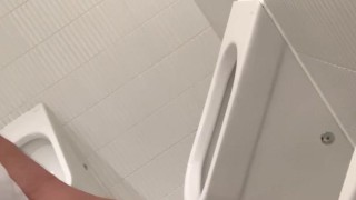 Caged Chinese college slave pissing in public restroom