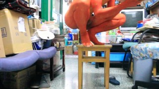 Body paint: I am a homemade red dragon