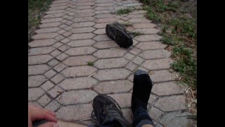 FTM Transman Rubs Feet Together in Sneakers and Socks