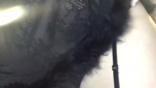 Cute chubby girl striptease and fucks herself in lingerie 