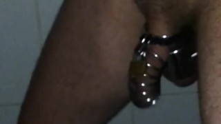 LOCKED in to a COCK CAGE ** Slow Motion **