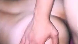 hot brunette doggystyle ends in a deep creampie