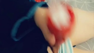 Femboy cums in onahole a third time while waiting for his PH upload