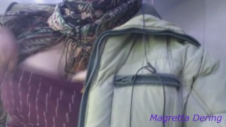 Very quick breast show in fitness elevator: Magretta Dering boob flashing